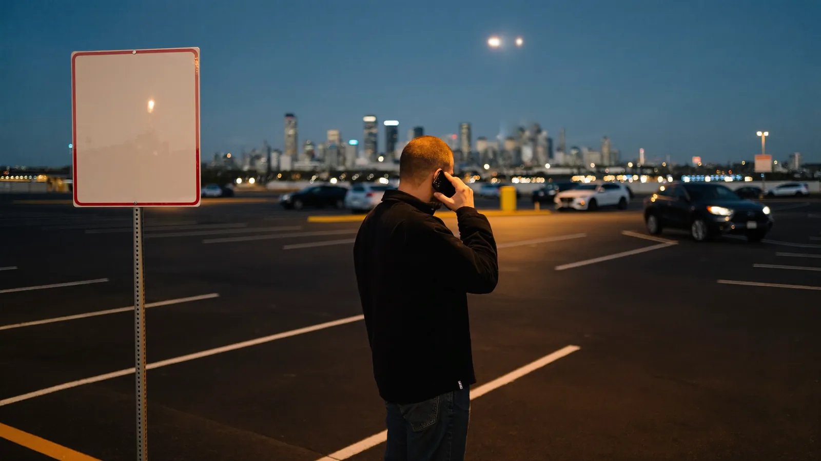 Driver calling to find a towed car in Dallas after finding an empty parking space