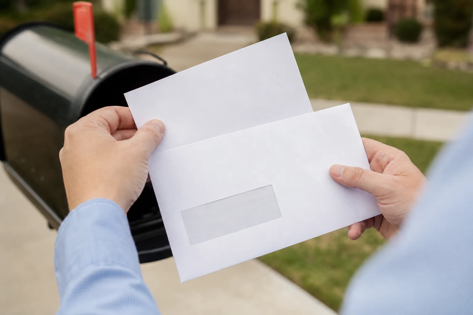 Unclaimed towed car Texas owner holding a mailed storage facility notice at their mailbox
